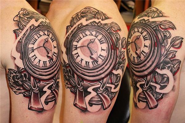 Clock Tattoo On Sleeve For Men