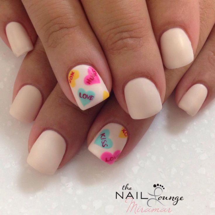 Colorful Hearts Accent Nail Art
