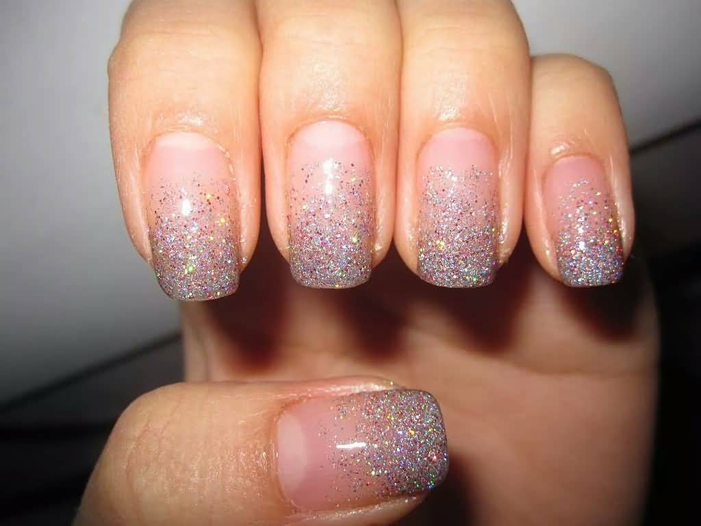 Colorful Sparkle Glitter Ombre Nail Art