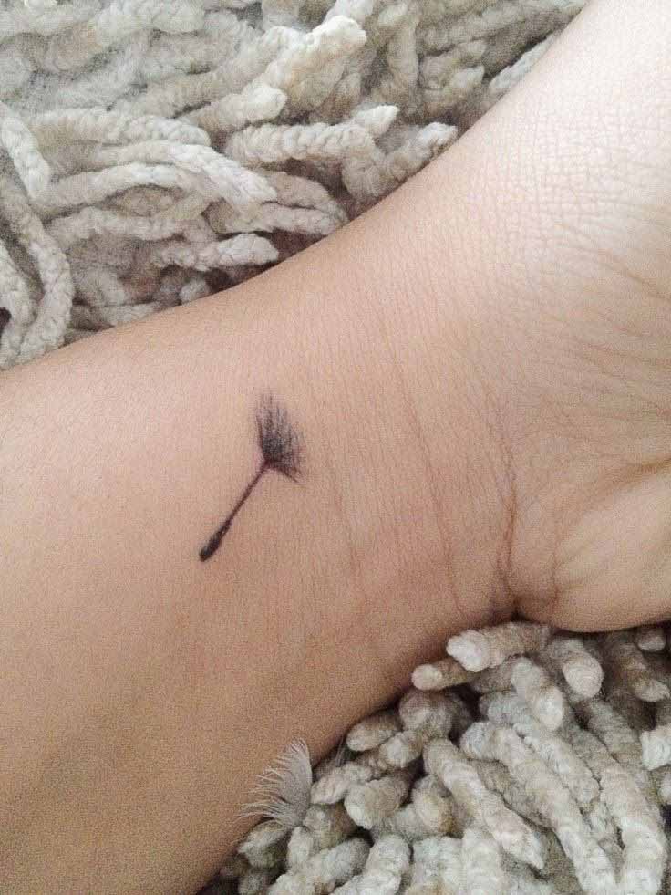 Cute And Small Dandelion Puff Tattoo On Wrist