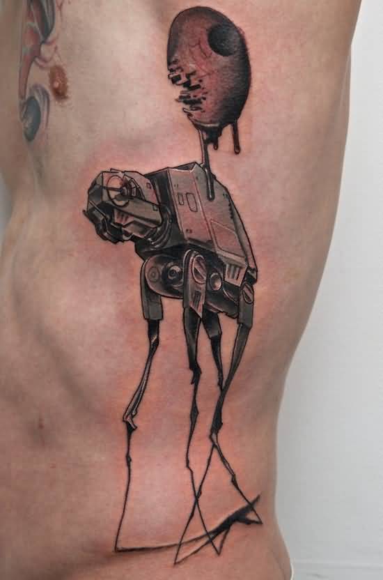 Dali Elephant Robot Tattoo On Side Rib