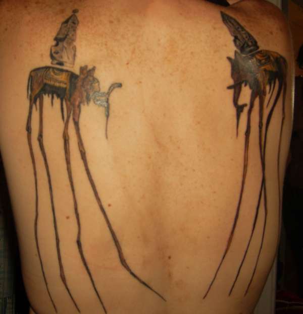 Dali Elephant Tattoo On Full Back