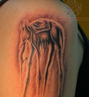 Dali Elephant Tattoo On Left Shoulder For Girls