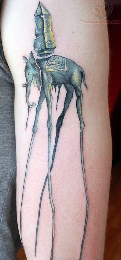 Dali Elephant Tattoo On Left Sleeve