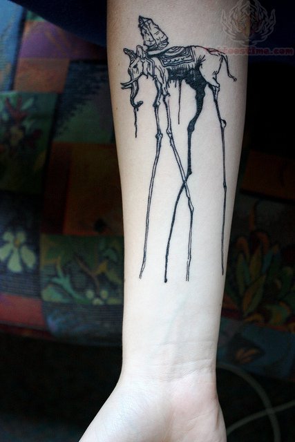 Dali Elephant Tattoo On Right Forearm