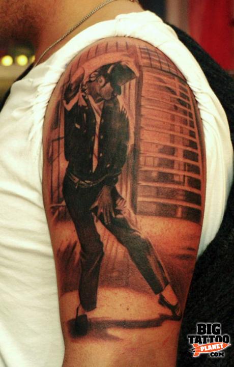 Dancing Michael Jackson Tattoo On Left Half Sleeve
