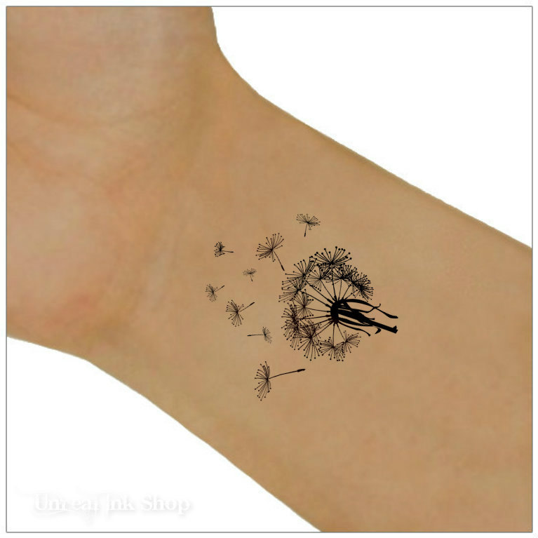 Dandelion Blowing From Puff In Small Size Tattoo On Wrist