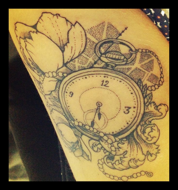 Dotwork Clock Tattoo
