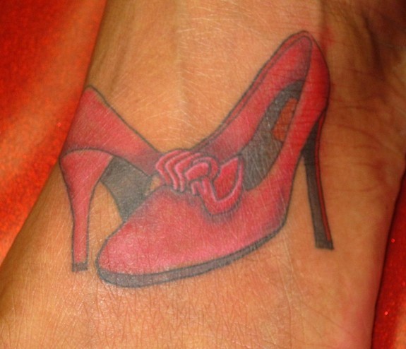 Female Red Heel Shoes Tattoo