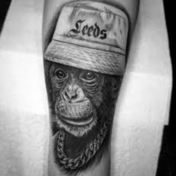 Gangster Chimpanzee Tattoo On Sleeve