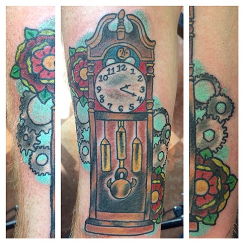 Grandfather Heirloom Clock Tattoo Idea