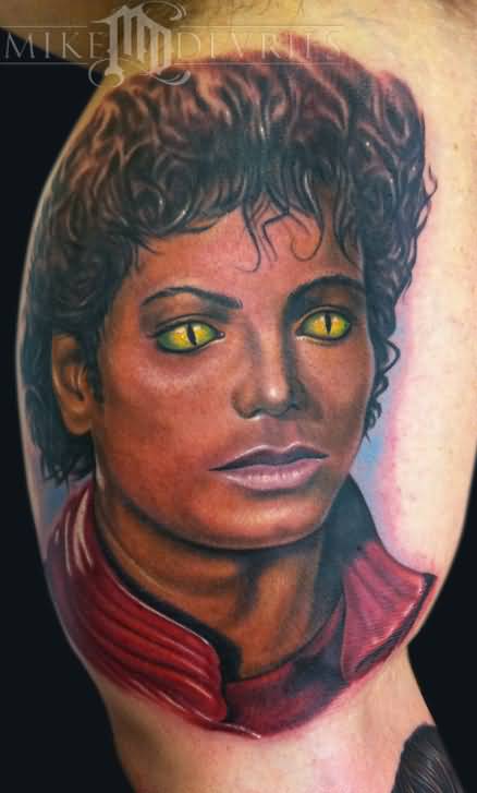 Green Eyes Michael Jackson Tattoo by Mike Devries