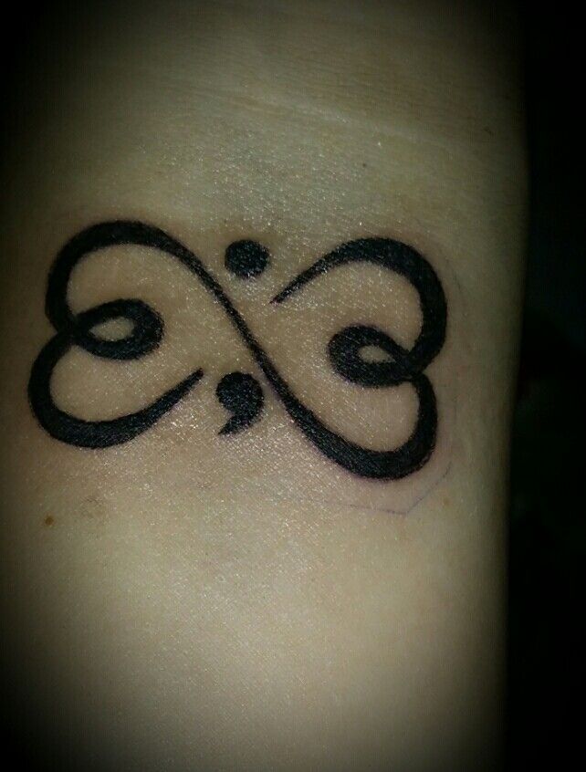 Infinity Hearts Semicolon Tattoo On Wrist