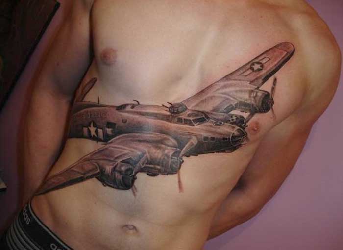 Large Spitfire Tattoo On Full Body