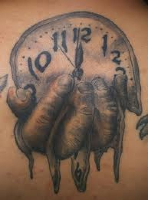 Melting Broken Clock Tattoo