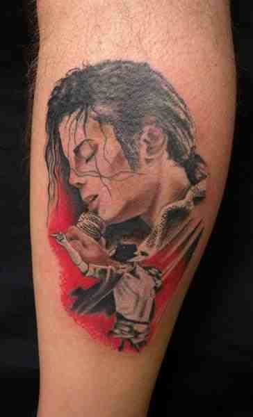 Michael Jackson Singing Tattoo On Leg
