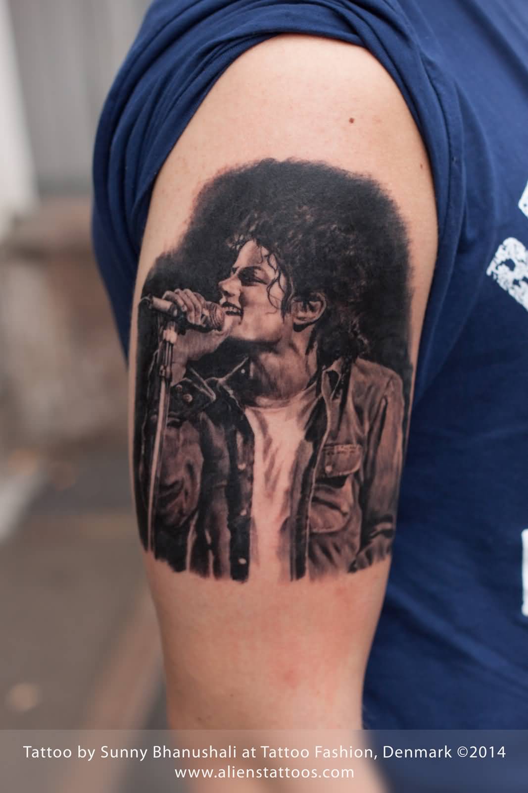 Michael Jackson Tattoo On Right Half Sleeve by Sunny Bhanushali
