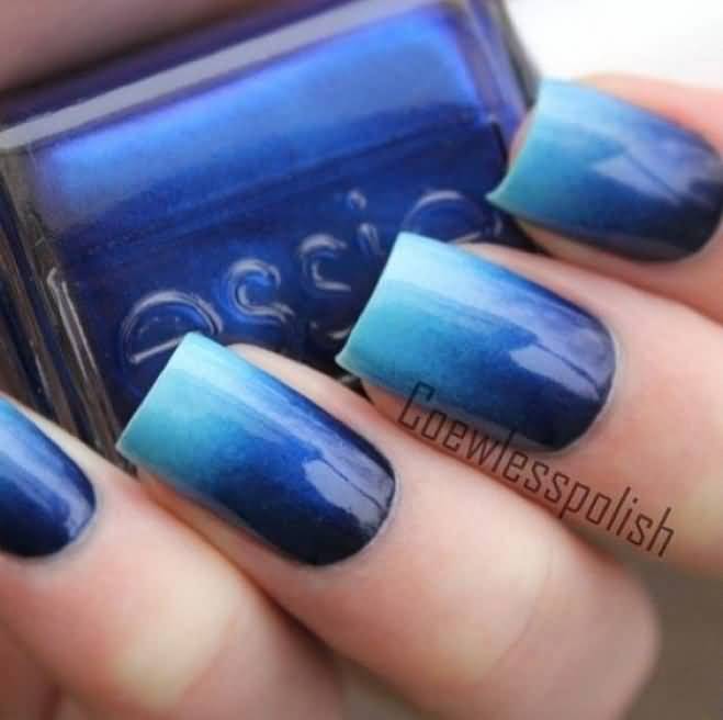 Navy Blue Ombre Nail Art Design