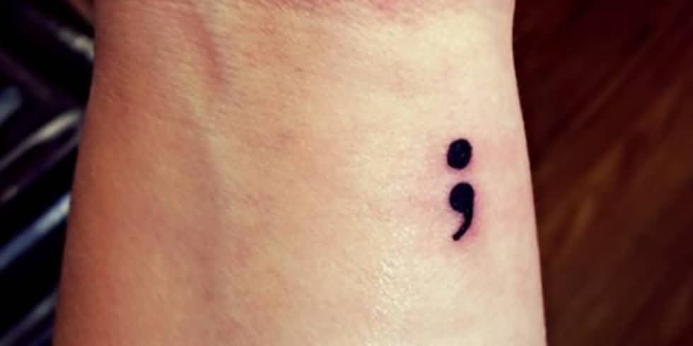Nice Semicolon Tattoo On Wrist