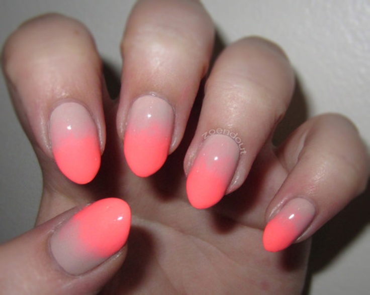 Nude And Pink Ombre Nail Art