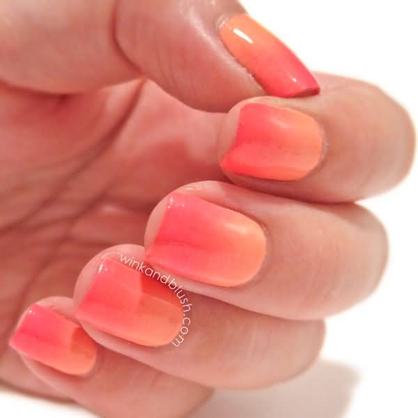 Orange And Pink Ombre Nail Art