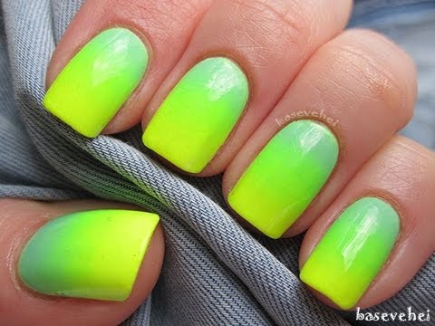 Pastel Mint And Neon Yellow Ombre Nail Art