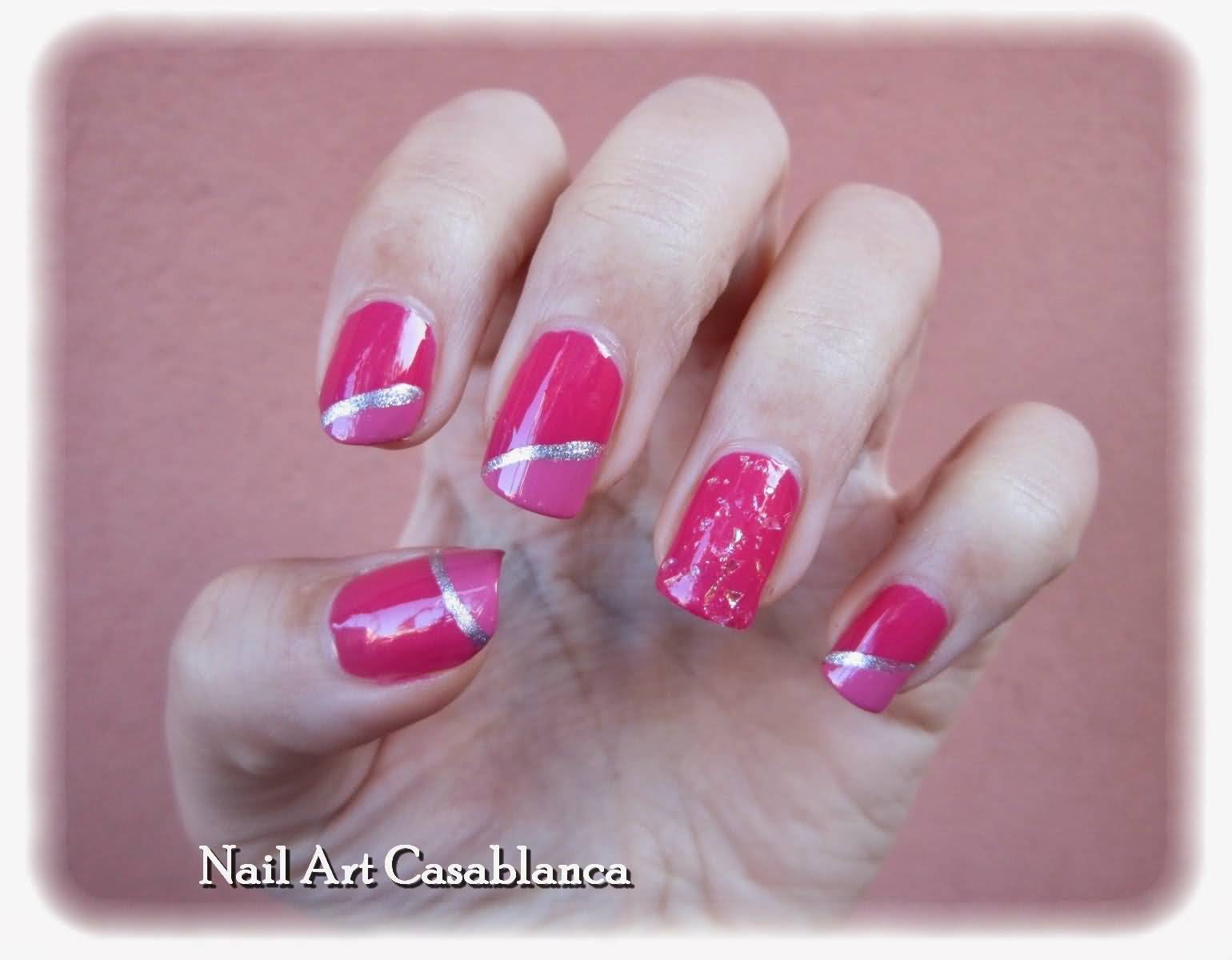 Pink Acrylic Accent Nail Art