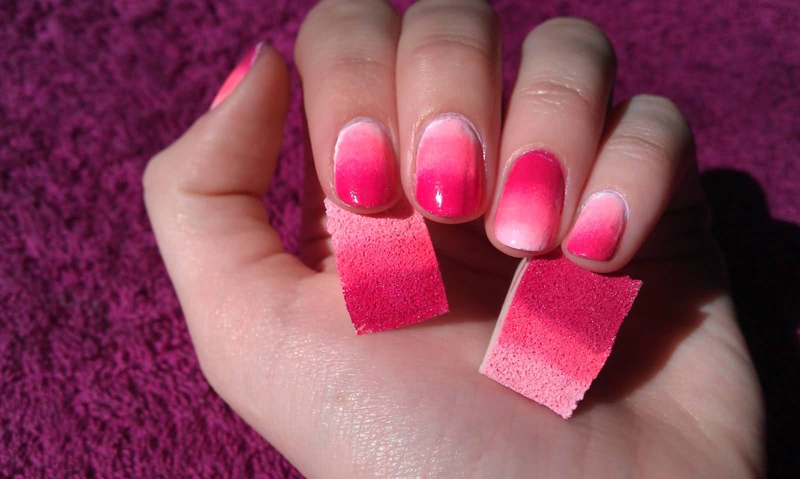Pink And White Ombre Nail Art