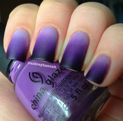 Purple And Black Matte Ombre Nail Art