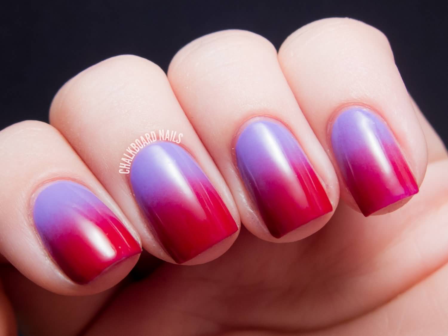 Purple And Red Ombre Nail Art
