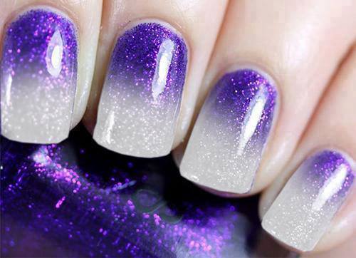 Purple And Silver Gel Ombre Nail Art