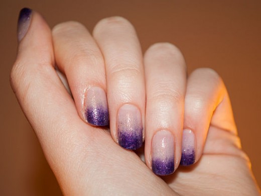 Purple Sparkle Ombre Nail Art