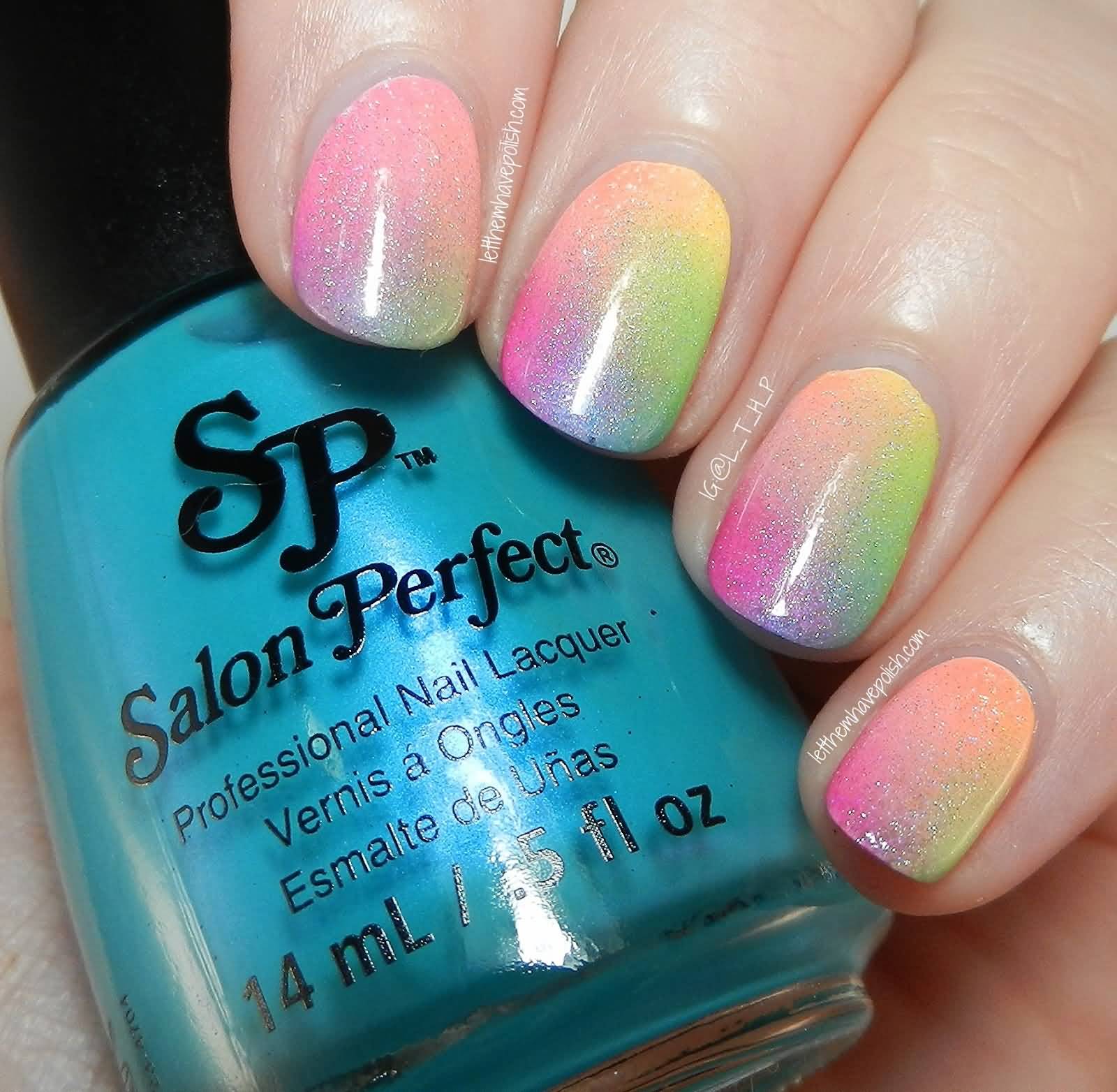 Rainbow Gel Ombre Nail Art Design
