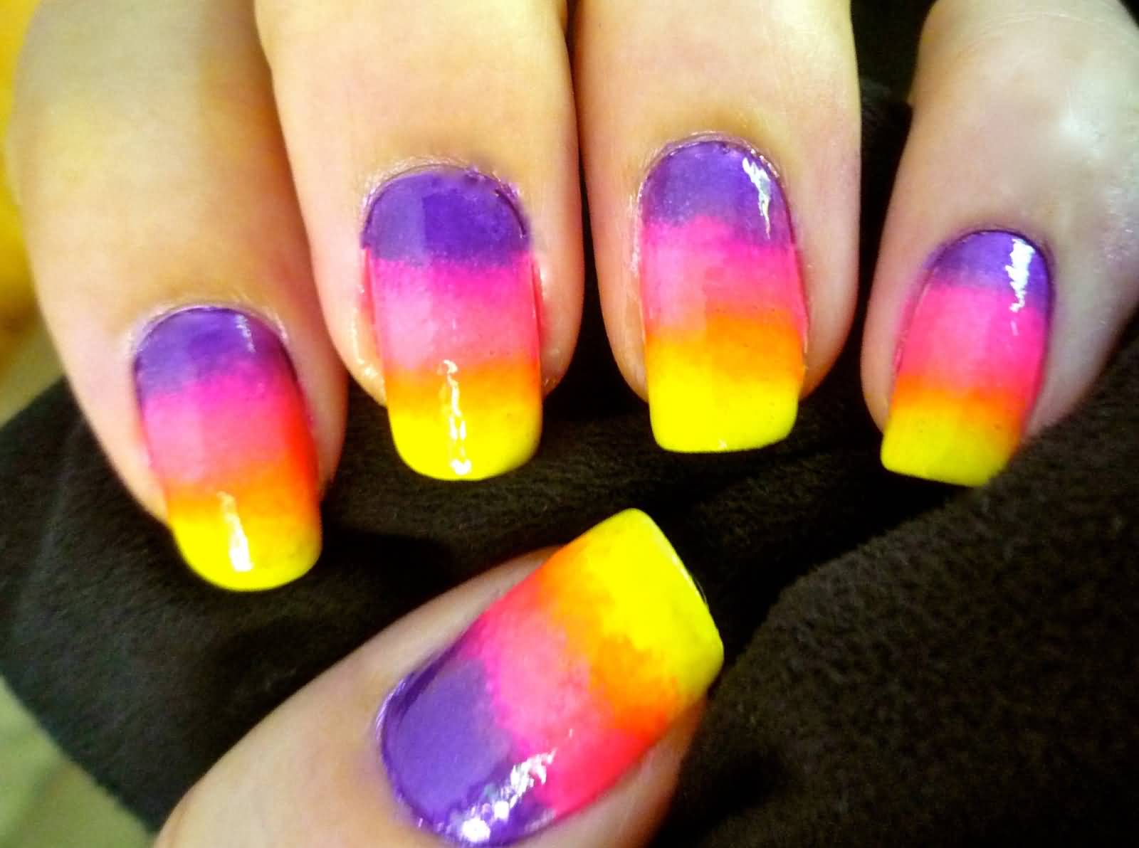 Rainbow Gradient Ombre Nail Art Design