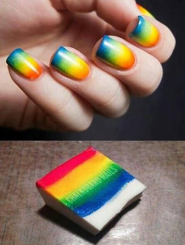 Rainbow Ombre Nail Art Design