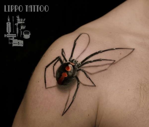 Realistic Arachnids Tattoo On Shoulder