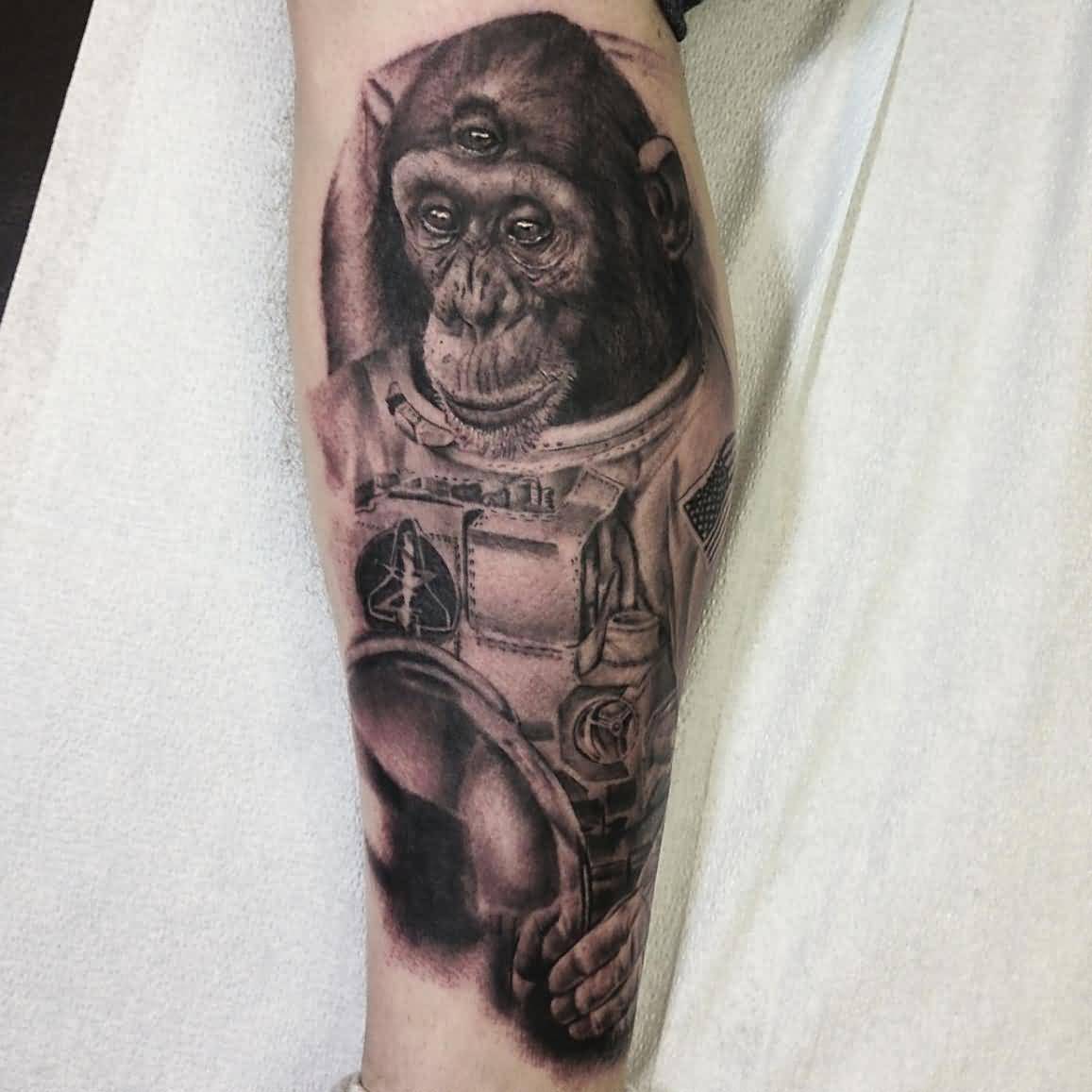 Realistic Chimpanzee Tattoo On Forearm by Anthony