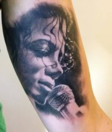 Realistic Michael Jackson Tattoo On Inner Bicep