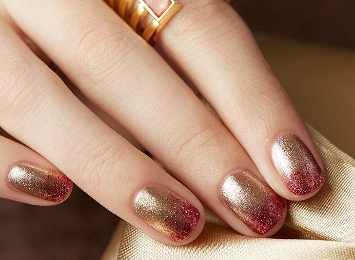 Red And Gold Ombre Nail Art