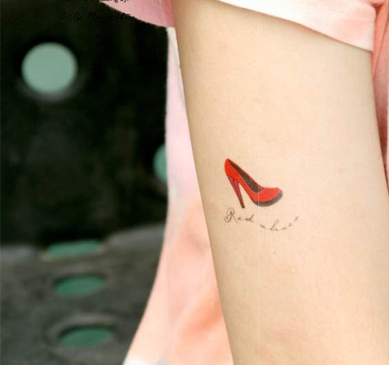 Red Shoes Female Heel Tattoo