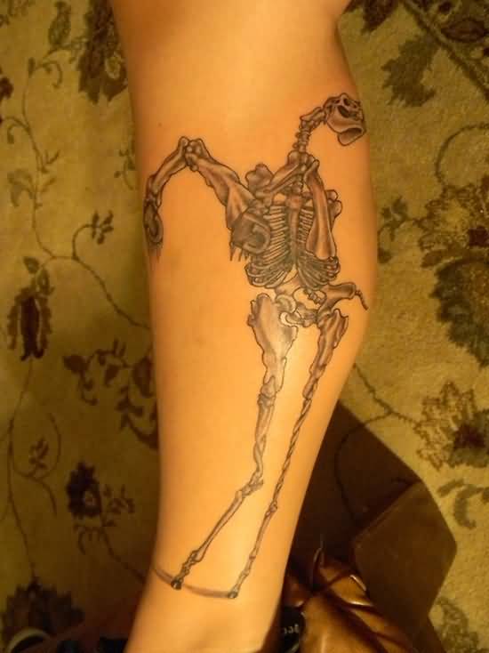 Salvador Dali Elephant Skeleton Tattoo On leg