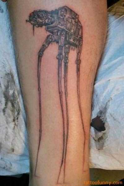 Salvador Dali Elephant Tattoo On Leg
