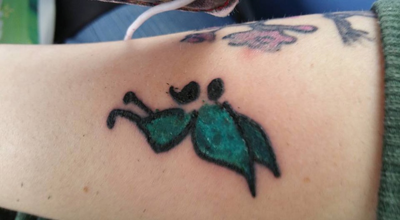 Semicolon Butterfly Tattoo On Left Sleeve