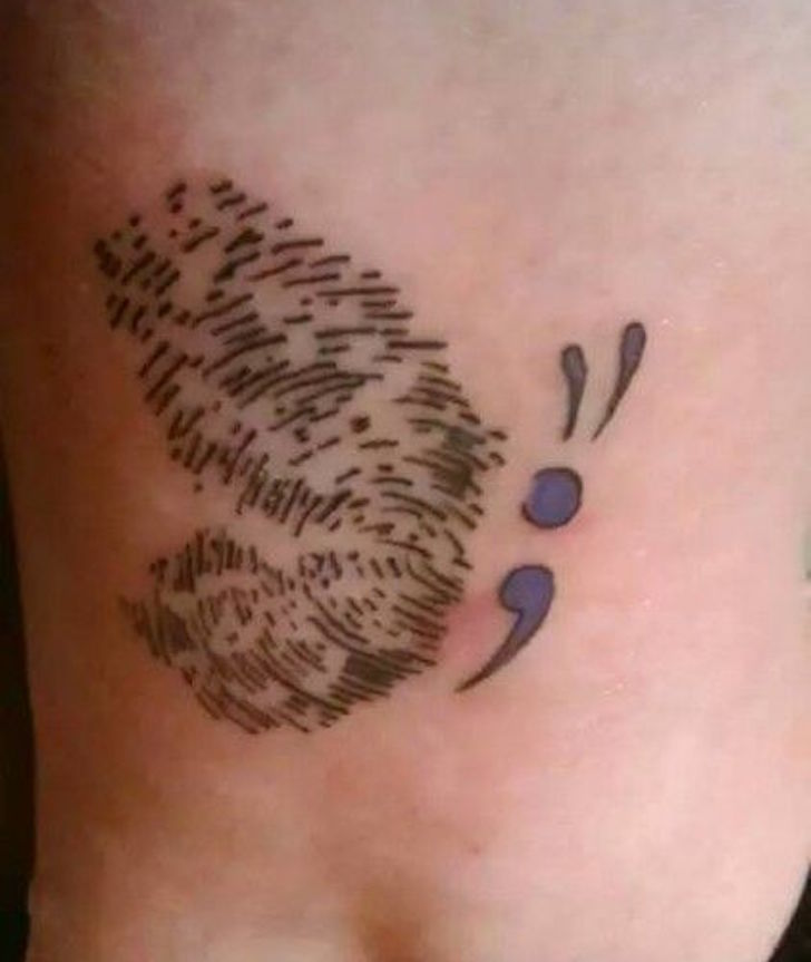 Semicolon Finger Print Tattoo