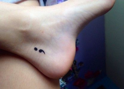 Semicolon Tattoo On Girl Ankle