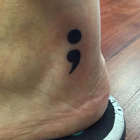 Semicolon Tattoo On Side Ankle