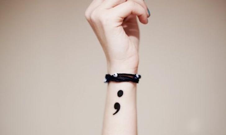 Semicolon Tattoo On Side Wrist