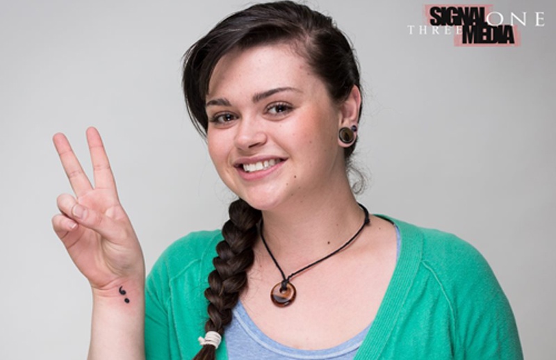 Semicolon Tattoo on Girl Right Wrist