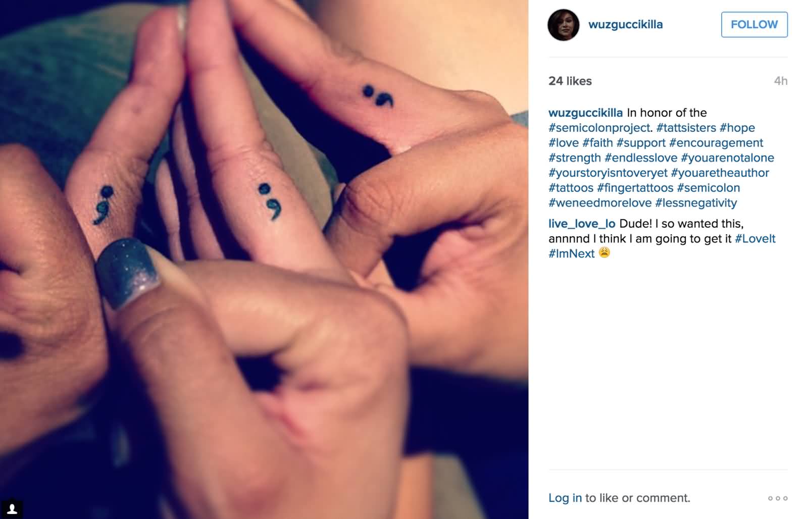 Semicolon Tattoos On Fingers For Friends