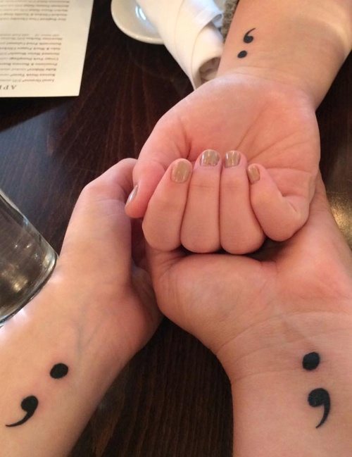 Semicolon Tattoos On Girl Wrists